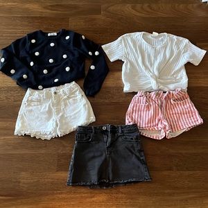 Zara H&M outfits 6-7 YRS denim shorts skirt sweater black white red 100% cotton